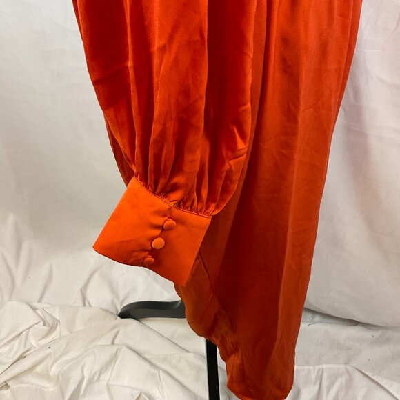City Chic Opulent Dress XS 14 Orange Amber Crossover Neck Long Sleeve Faux Wrap - Picture 8 of 14